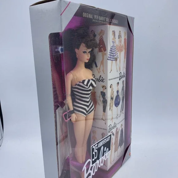 1993 Mattel 35th Anniversary 1959 Reproduction Brunette Barbie #11782 NRFB - Picture 7 of 16